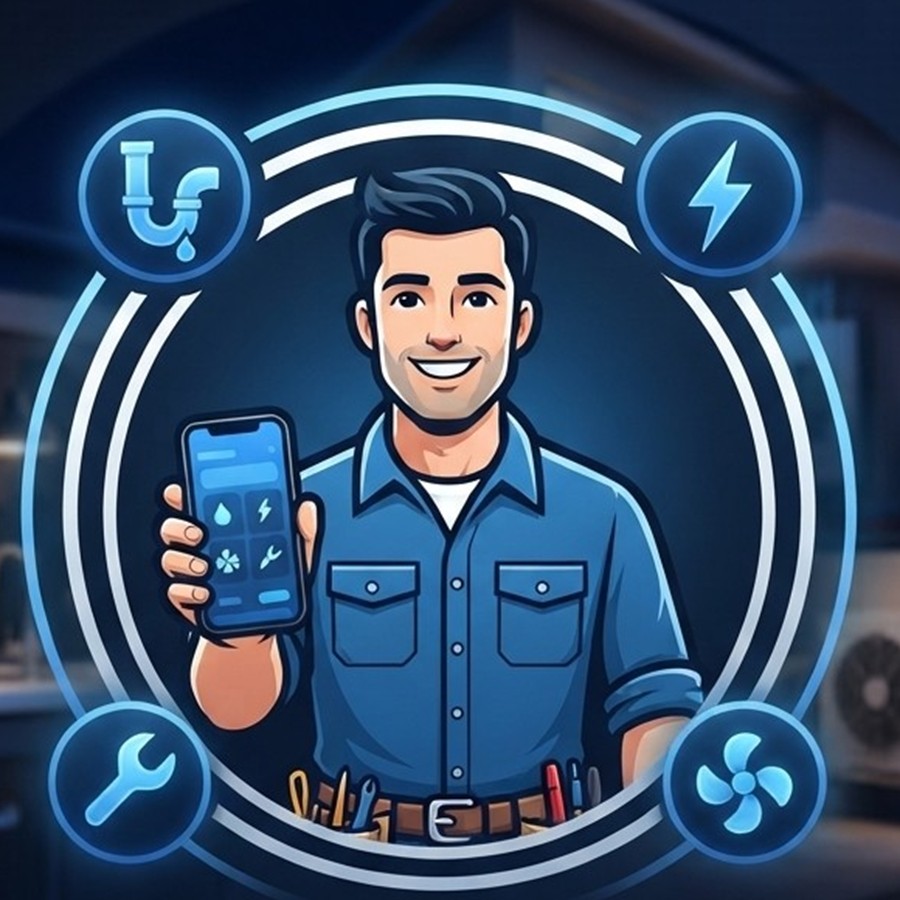 CobaltFix — a friendly technician holding the CobaltFix app. Home Services, Simplified.